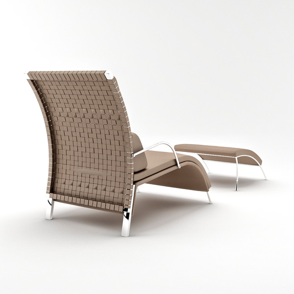 3d model leather lounge chair ottoman - Loveseat & Ottoman 01 by lajhar